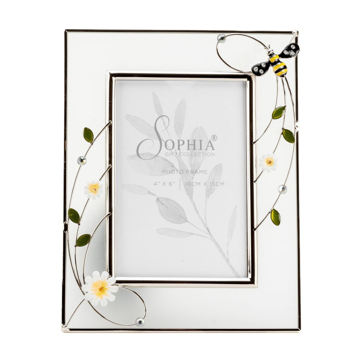 Classic Glass & Wire Bumble Bee Photo Frame 6 x 4in - Silver