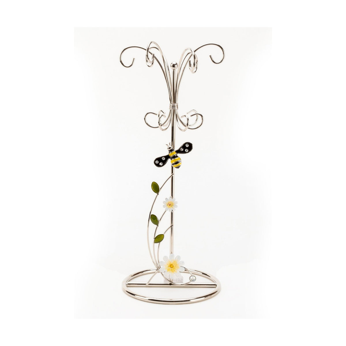 Classic Bumble Bee Glass & Wire Jewellery Holder - Silver