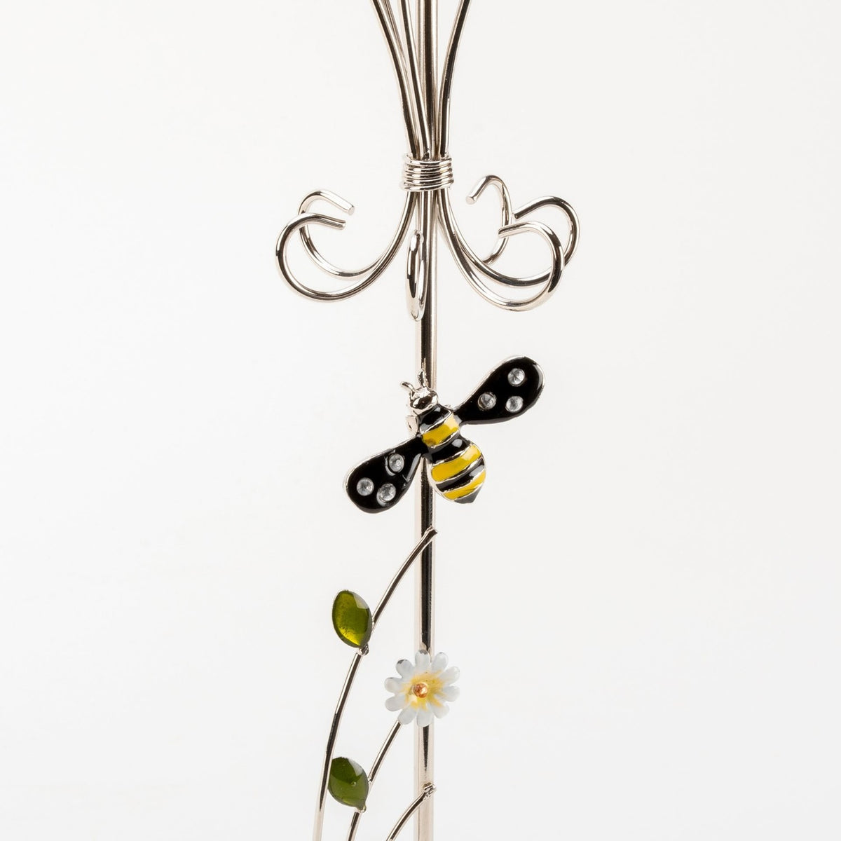 Classic Bumble Bee Glass & Wire Jewellery Holder - Silver