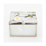 Classic Glass & Wire Bumble Bee Square Trinket Box - Silver