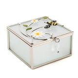 Classic Glass & Wire Bumble Bee Square Trinket Box - Silver