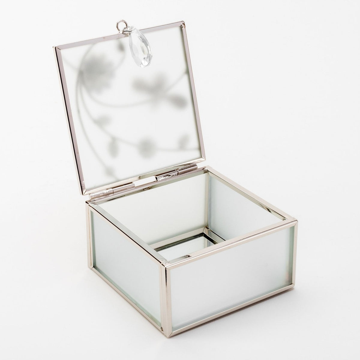 Classic Glass & Wire Bumble Bee Square Trinket Box - Silver
