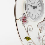 Classic Oval Glass & Wire Dragonfly Mantel Clock - White