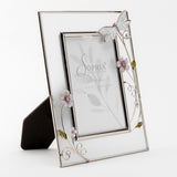 Classic Dragonfly Glass & Wire Photo Frame 6 x 4in in silver, with pale glass border, wire flowers, leaves and a dragonfly detail, shown on a plain white background.