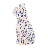 Spotted Sitting Leopard Ceramic Figurine - White & Blue