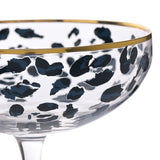 Set of 2 Leopard Print Coupe Cocktail Glasses - Clear & Blue