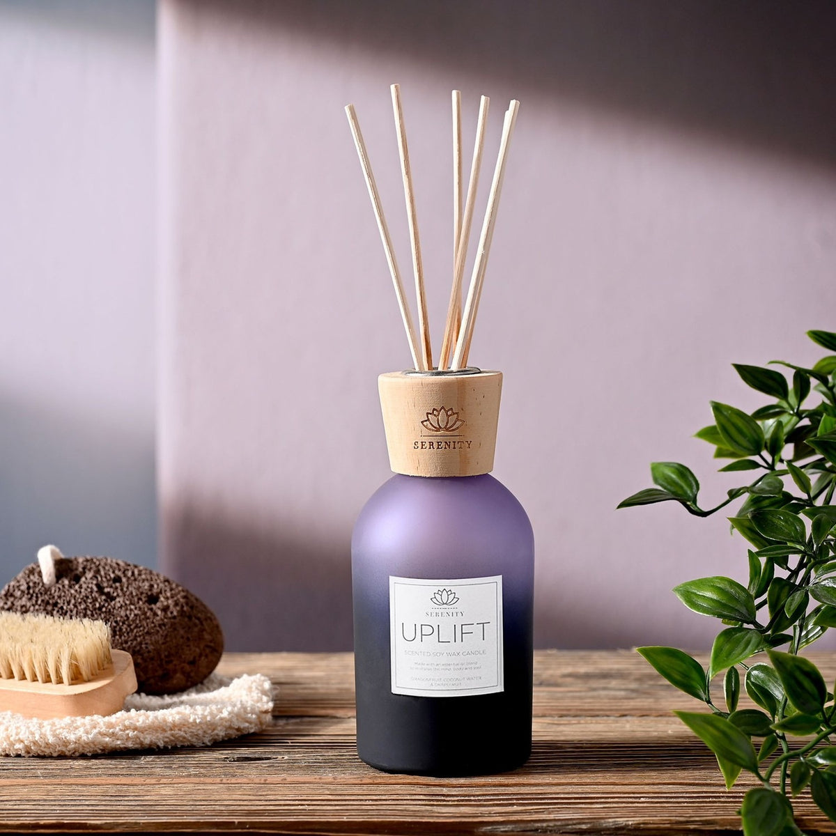 Uplift Dragonfruit Grapefruit Glass Reed Diffuser 220ml - Purple