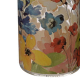 Slim Watercolour Floral Water Bottle 420ml in Clear Glass