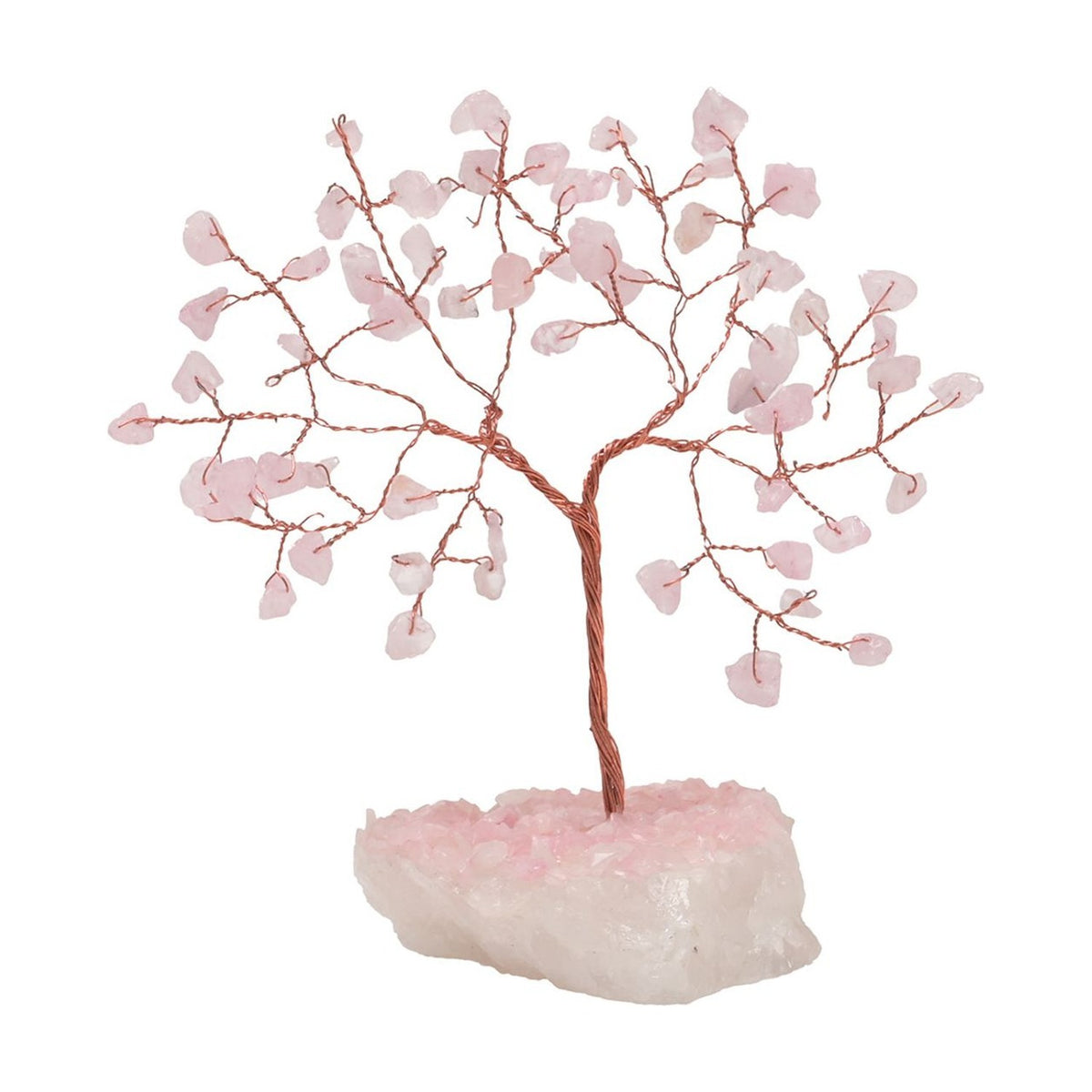 Rose Quartz Gemstone Tree Figurine with Base - Pink