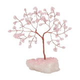 Rose Quartz Gemstone Tree Figurine with Base - Pink