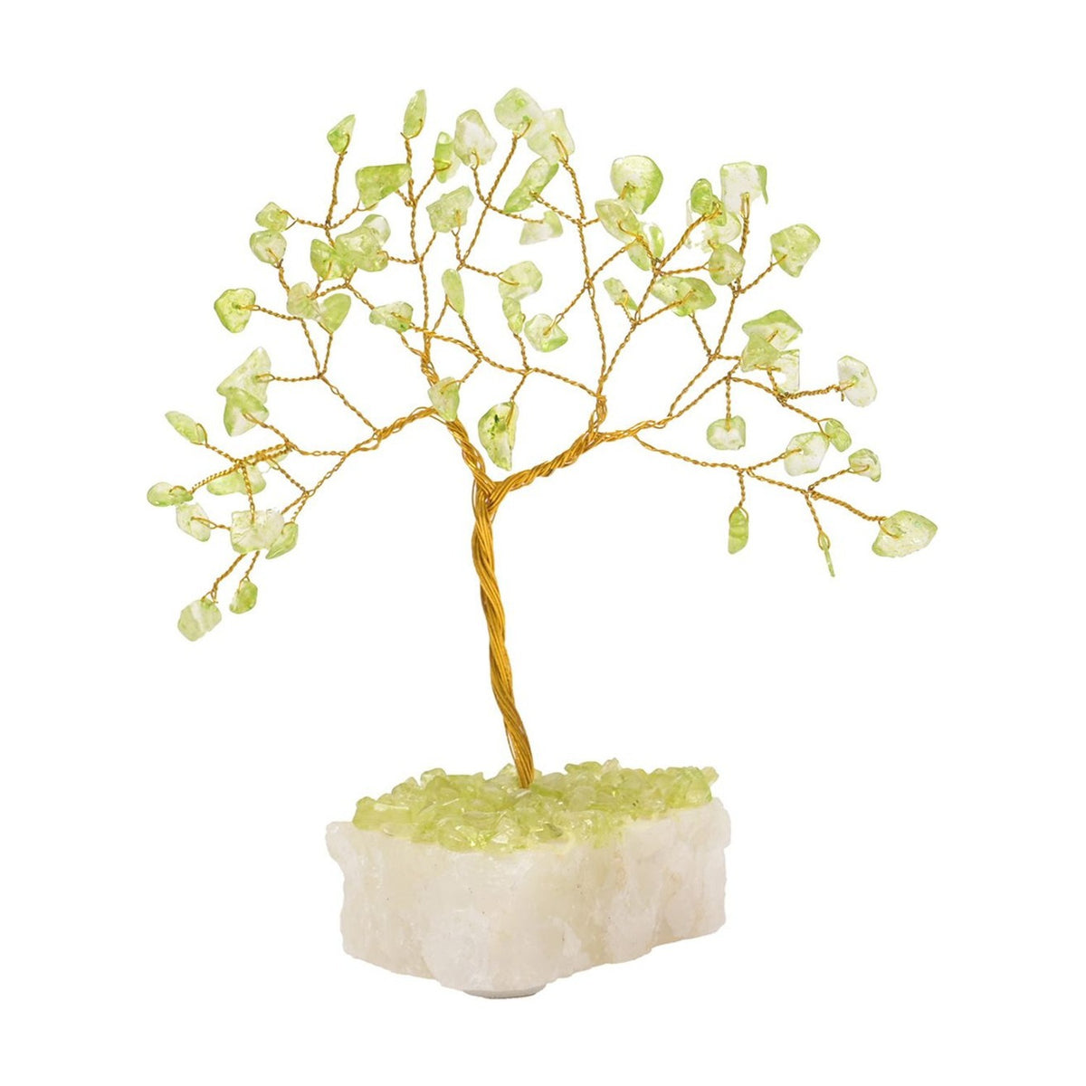 Freestanding Peridot Gemstone Tree Ornament 15cm - Green