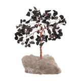Tourmaline Gemstone Tree Ornament with Grey Base - Black