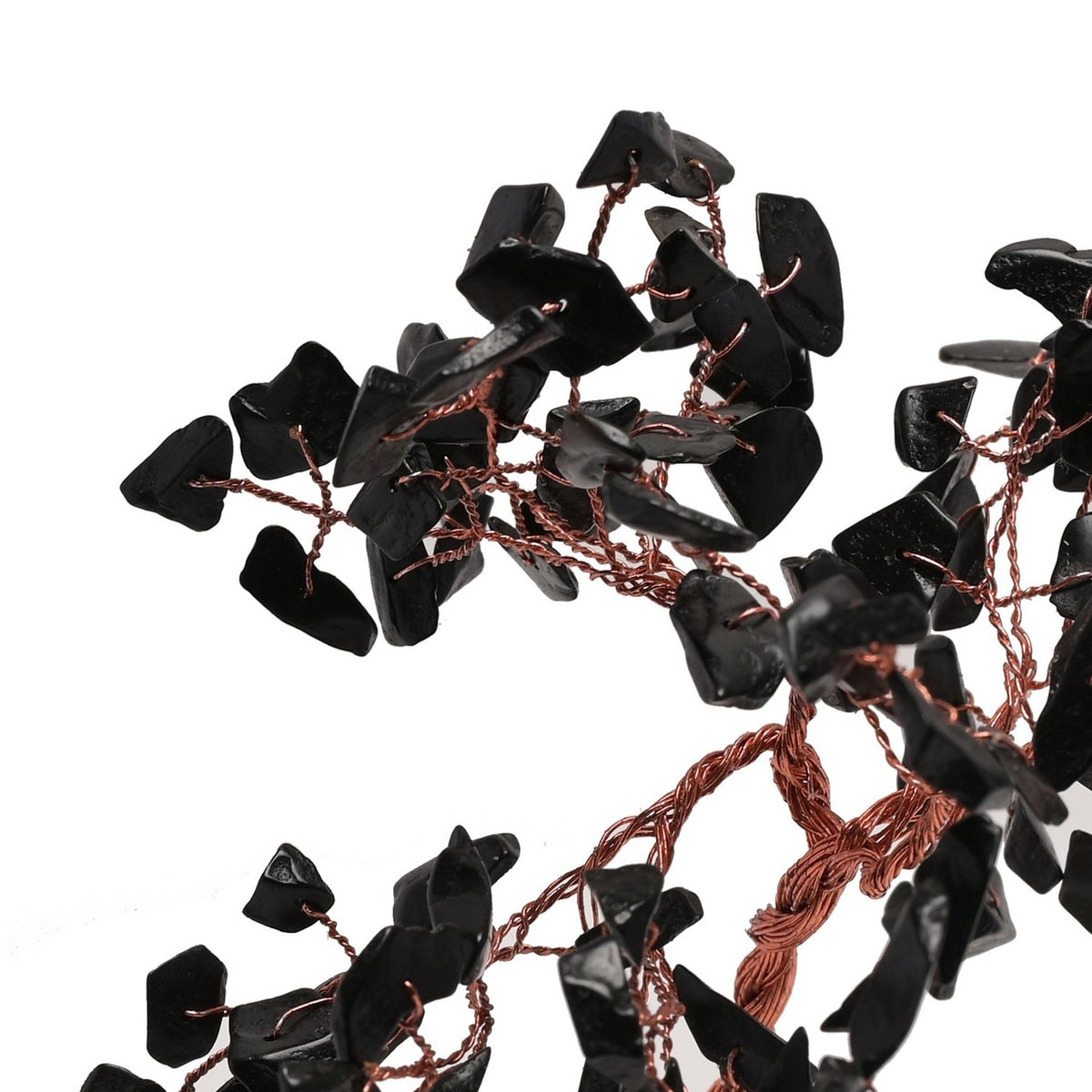 Tourmaline Gemstone Tree Ornament with Grey Base - Black