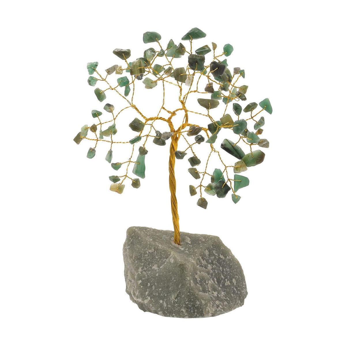 Small Luck Gemstone Tree Ornament with Gold Trunk - Green