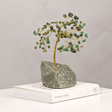 Small Luck Gemstone Tree Ornament with Gold Trunk - Green