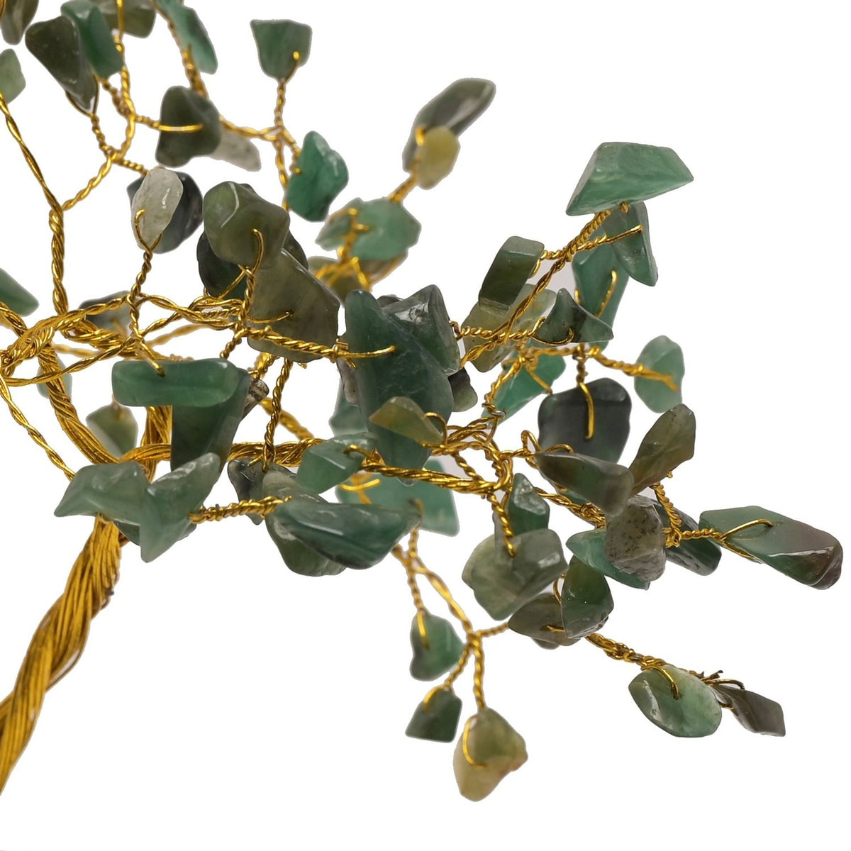 Small Luck Gemstone Tree Ornament with Gold Trunk - Green
