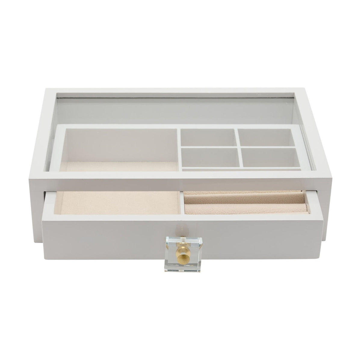 Wooden Jewellery Box with Compartments and 1 Drawer - White