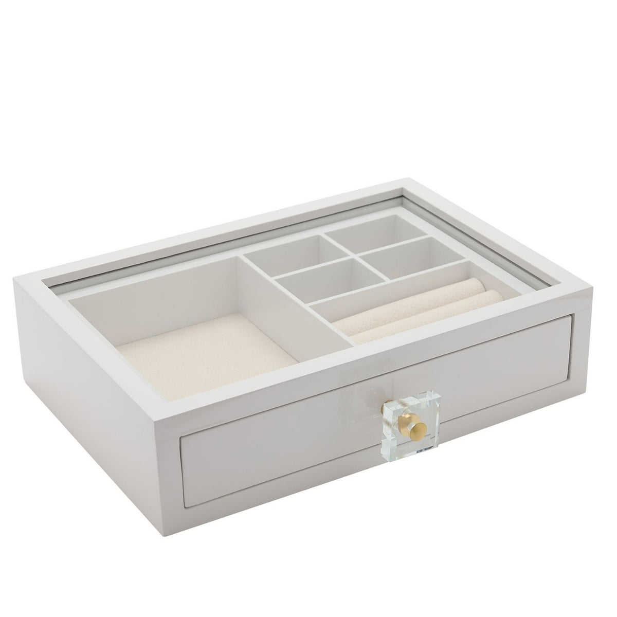 Wooden Jewellery Box with Compartments and 1 Drawer - White