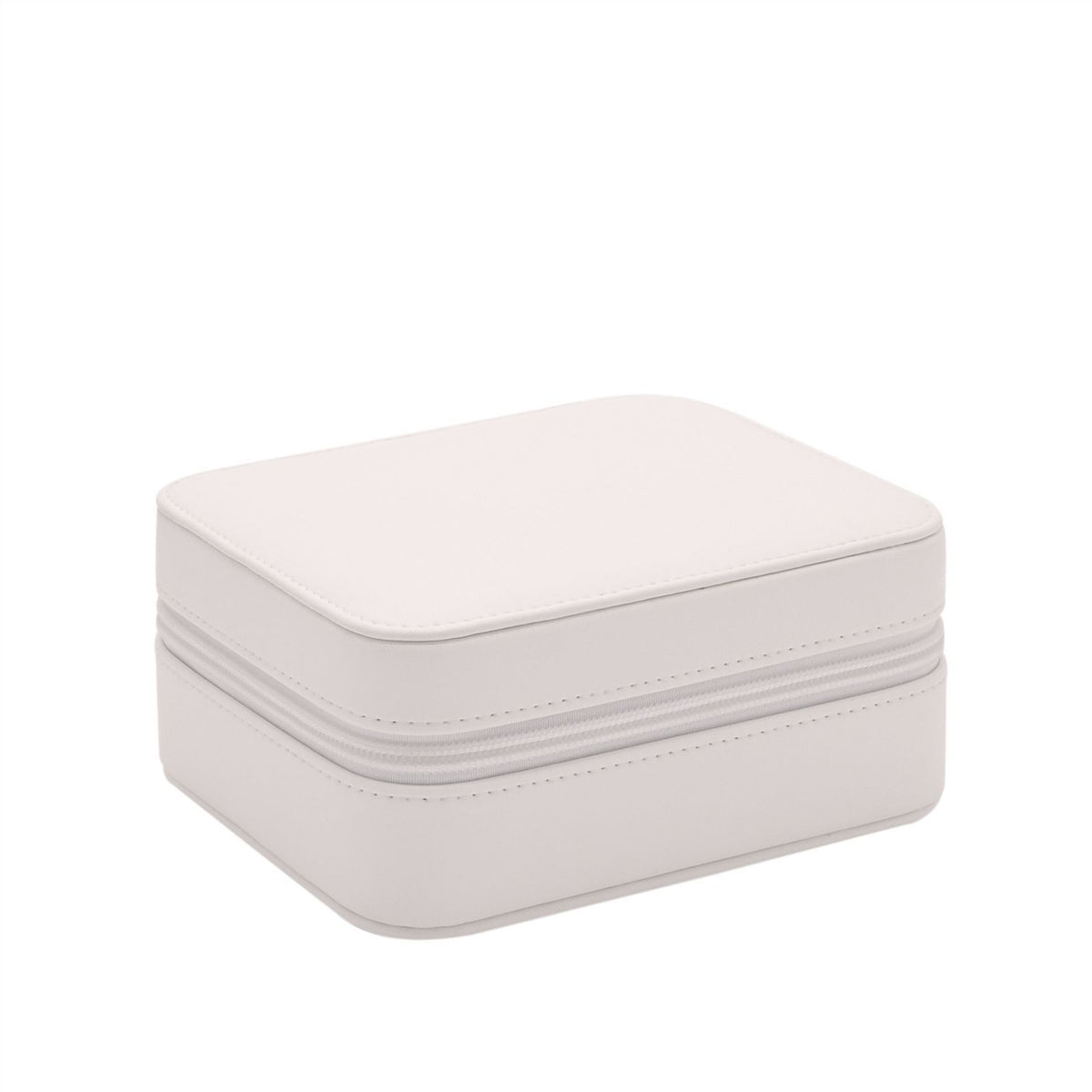 Matt Oblong Zip Jewellery Box with Compartments - White