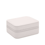 Matt Oblong Zip Jewellery Box with Compartments - White