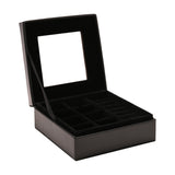Square Jewellery Box with Mirror and Lift Up Lid - Black