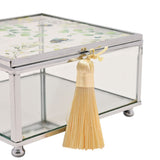 Square Bee Glass Trinket Box with Tassel - Clear & Yellow