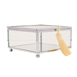 Square Bee Glass Trinket Box with Tassel - Clear & Yellow