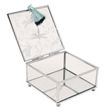Dragonfly Glass Trinket Box with Tassel - Clear & Green