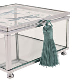 Dragonfly Glass Trinket Box with Tassel - Clear & Green