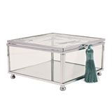 Dragonfly Glass Trinket Box with Tassel - Clear & Green