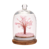 Rose Quartz Gemstone Tree Figurine with Dome - Pink & Clear