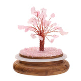 Rose Quartz Gemstone Tree Figurine with Dome - Pink & Clear