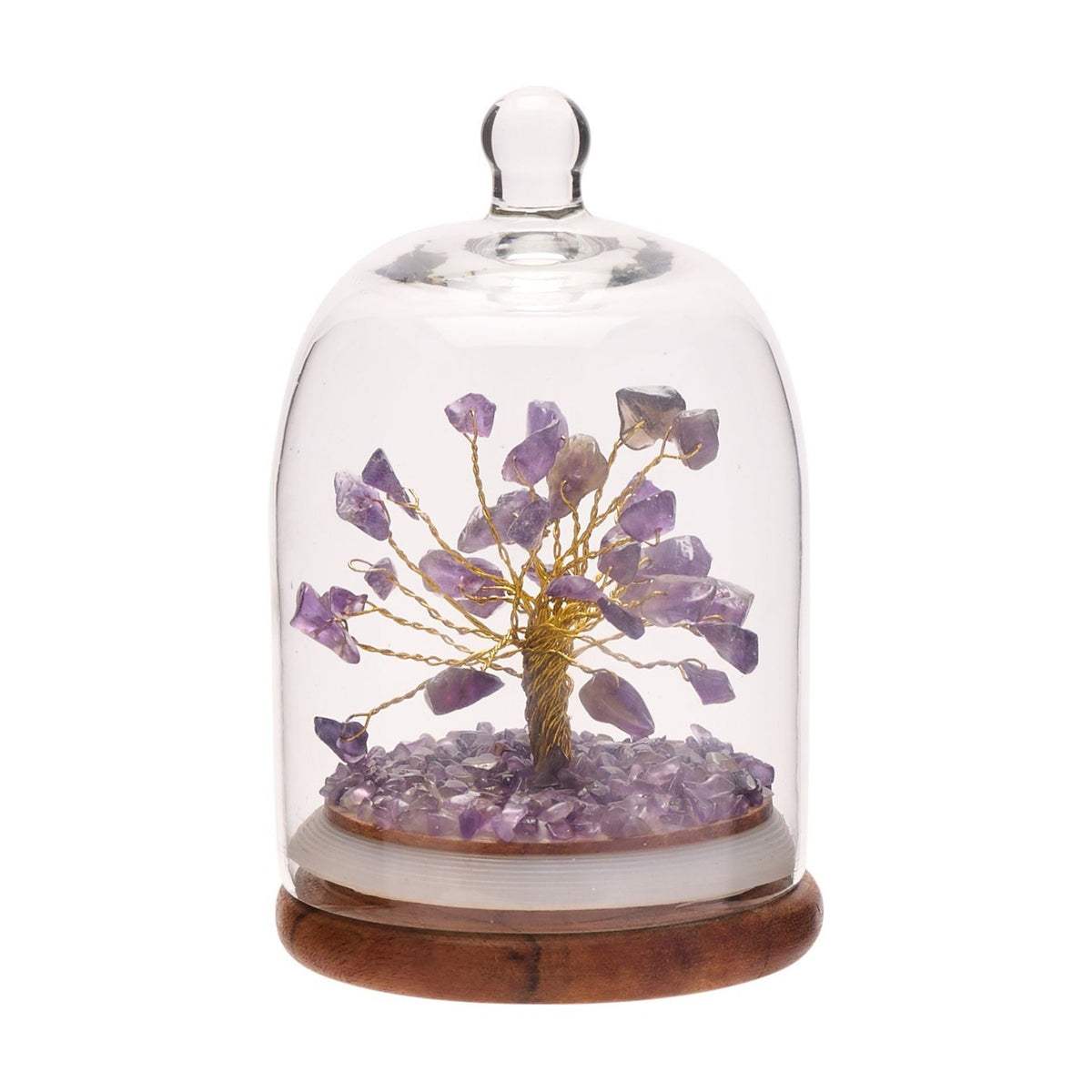 Amethyst Gemstone Dome Tree Ornament - Purple & Clear