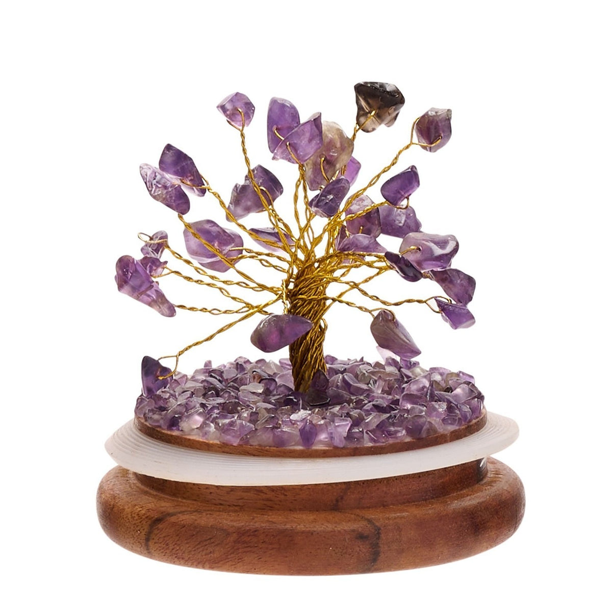 Amethyst Gemstone Dome Tree Ornament - Purple & Clear