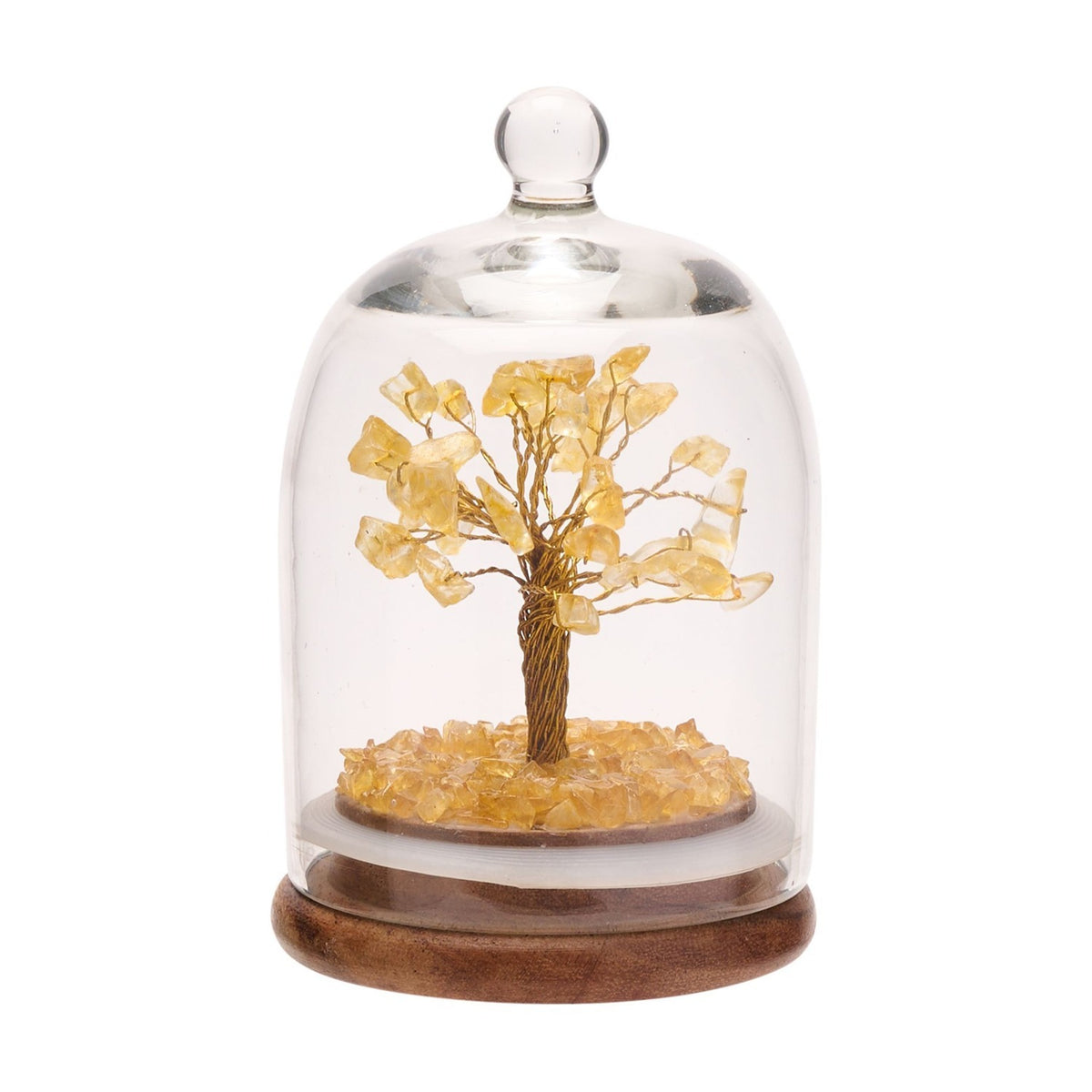 Citrine Gemstone Tree Dome Ornament 11.7cm - Yellow & Clear