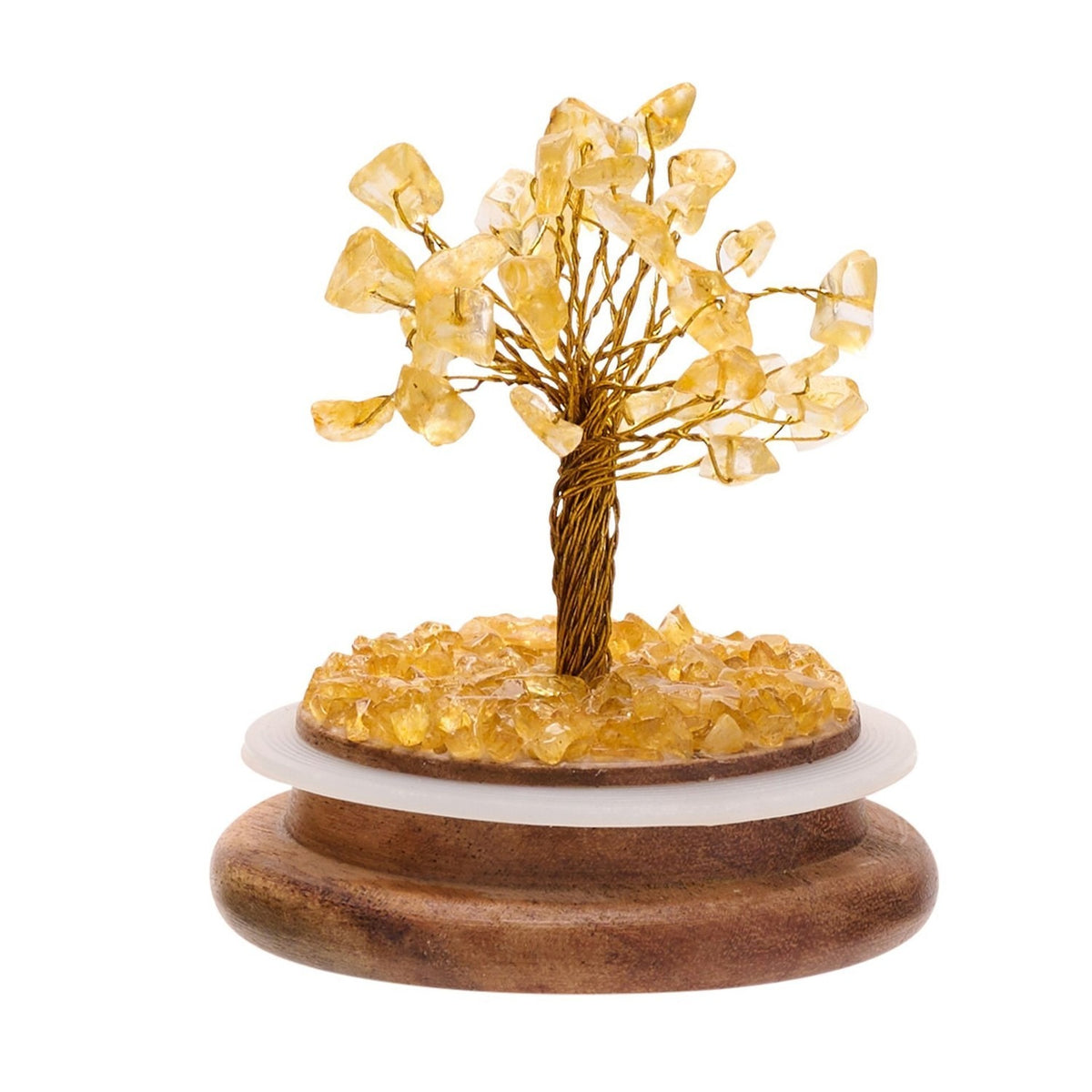 Citrine Gemstone Tree Dome Ornament 11.7cm - Yellow & Clear