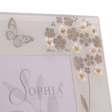 Glitter Butterfly and Flower Photo Frame - White & Gold
