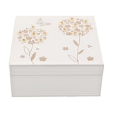 Glitter Butterfly and Flower Glass Jewellery Box - White