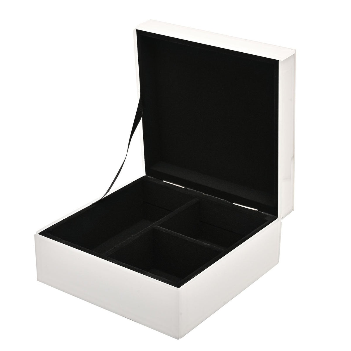 Glitter Butterfly and Flower Glass Jewellery Box - White