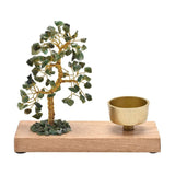 Jade Gemstone Tree Tea Light Candle Holder - Brown & Green