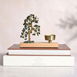 Jade Gemstone Tree Tea Light Candle Holder - Brown & Green