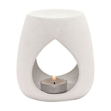 Teardrop Cut-Out Speckled Stoneware Wax Melt Burner - White