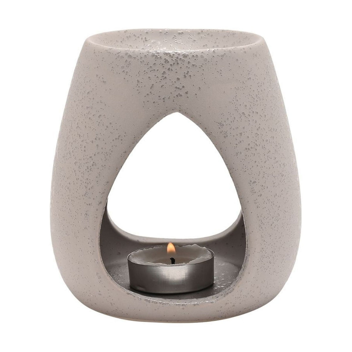 Speckled Teardrop Cut-Out Stoneware Wax Melt Burner - Grey