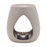 Speckled Teardrop Cut-Out Stoneware Wax Melt Burner - Grey