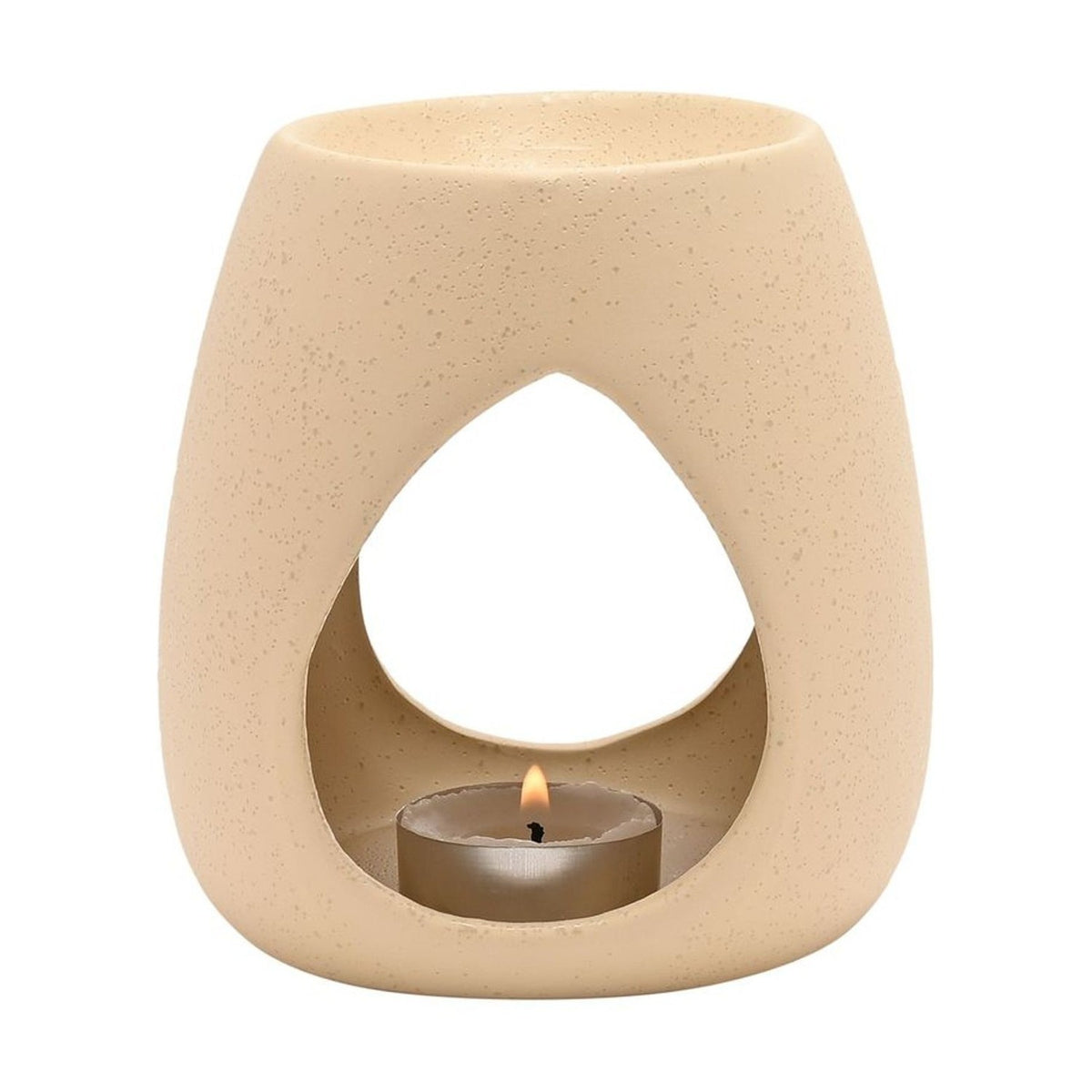 Teardrop Cut-Out Speckled Stoneware Wax Melt Burner - Taupe