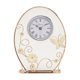 Classic Champagne Meadow Oval Daisy Mantel Clock - Clear