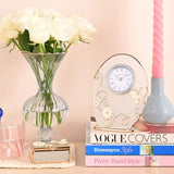 Classic Champagne Meadow Oval Daisy Mantel Clock - Clear