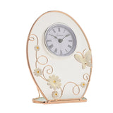 Classic Champagne Meadow Oval Daisy Mantel Clock - Clear