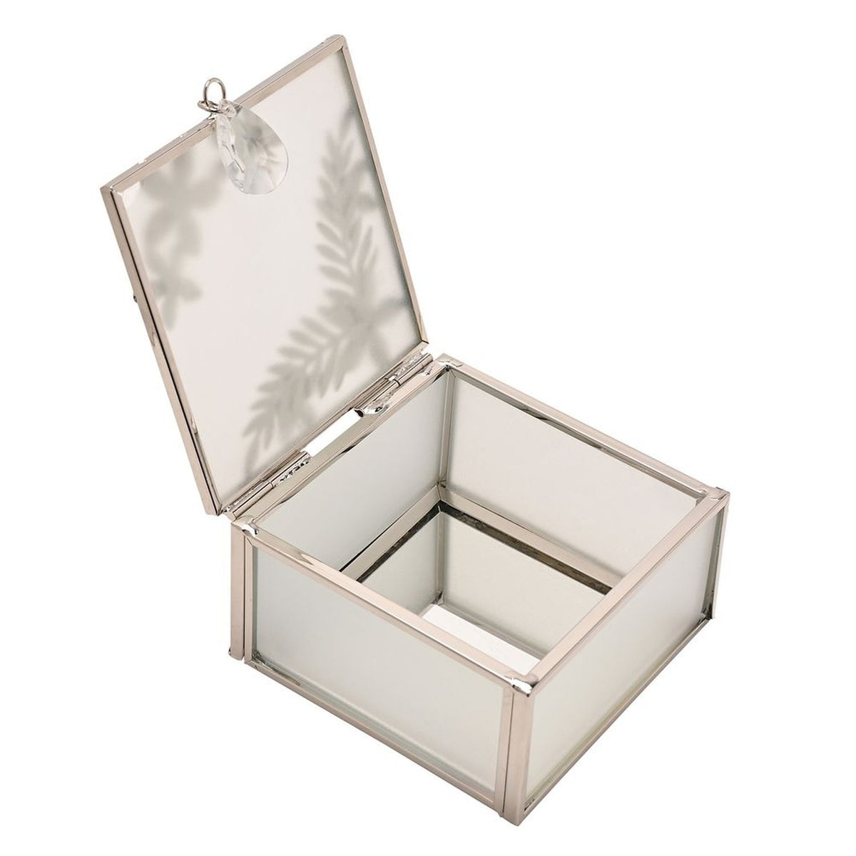 Daisy Square Metal Trinket Box with Hinged Lid - Silver