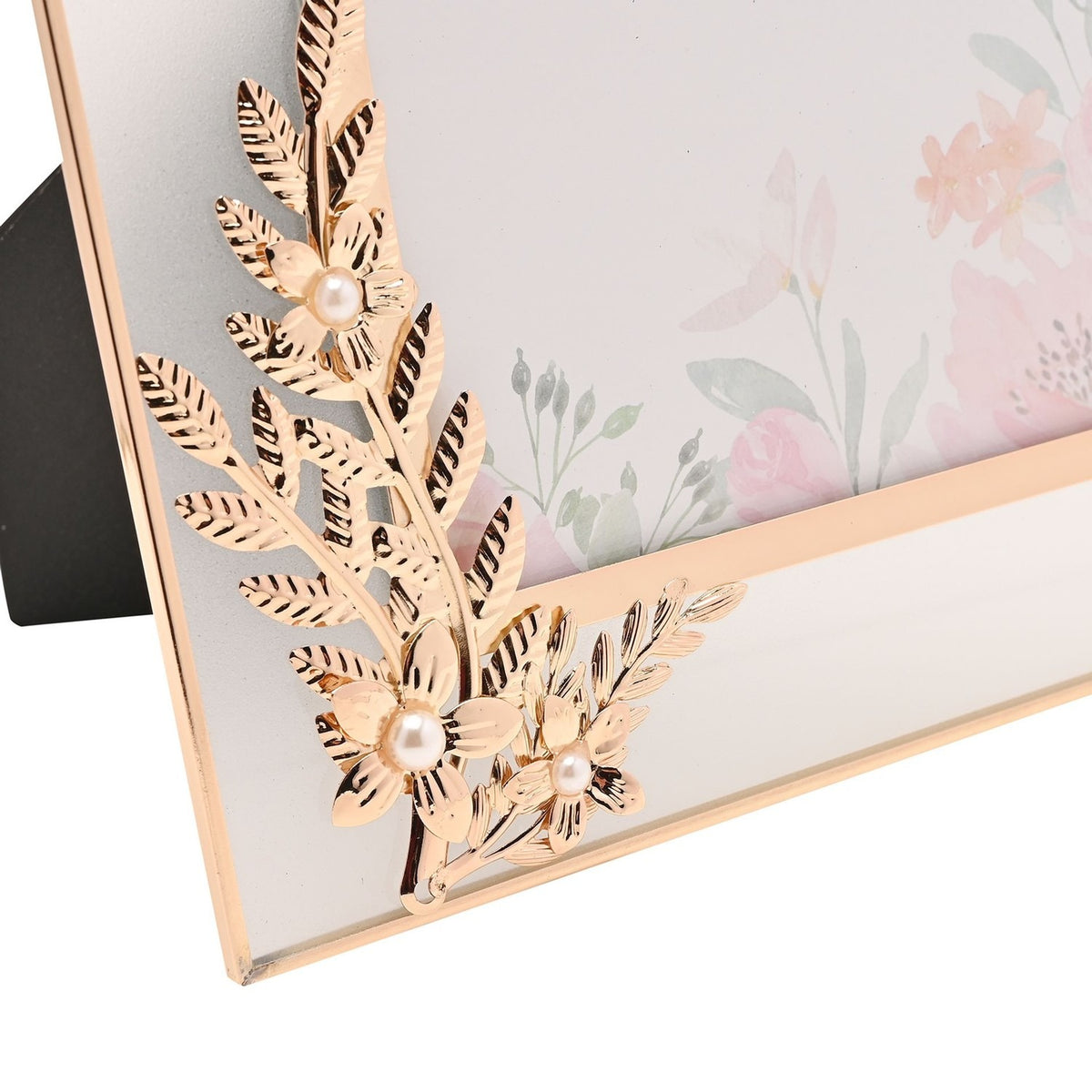 Classic Butterfly and Leaf Spray Metal Photo Frame - Gold
